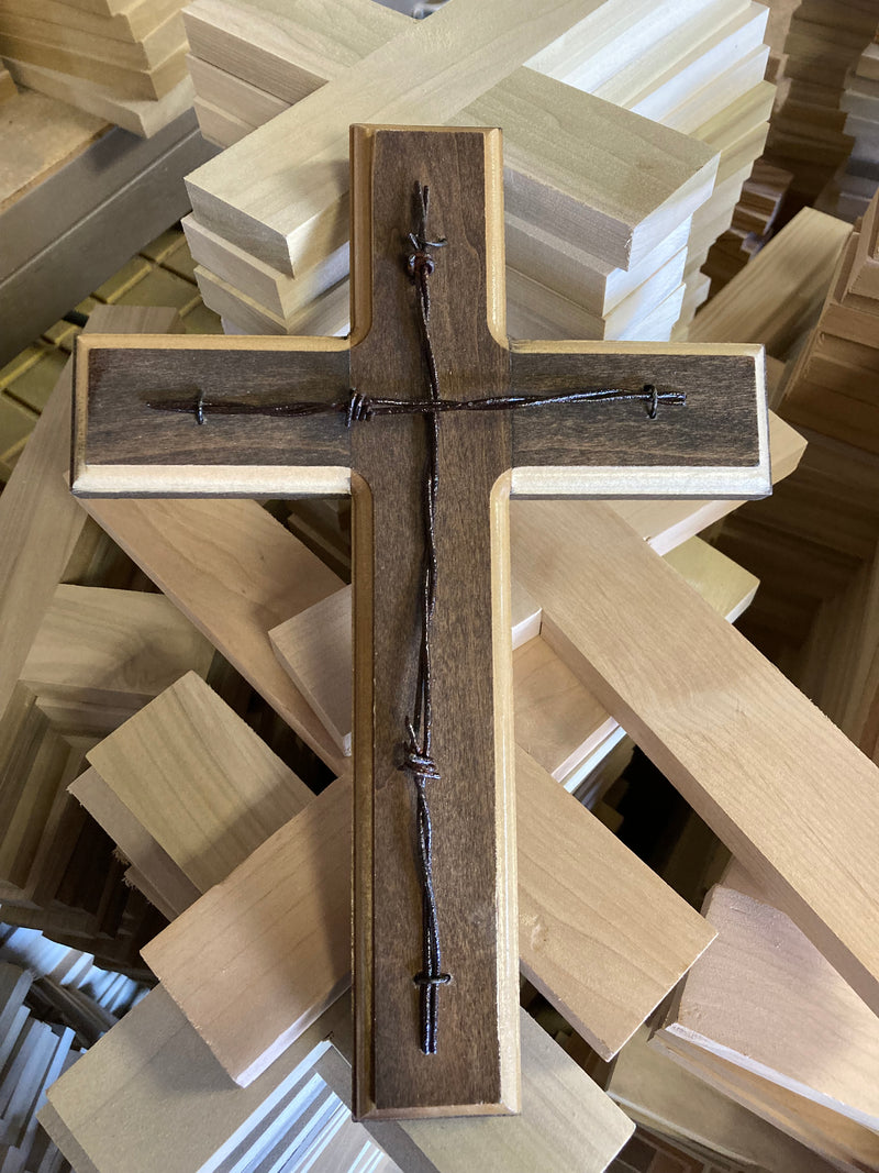 Brown Weathered Barbed Wire Cross